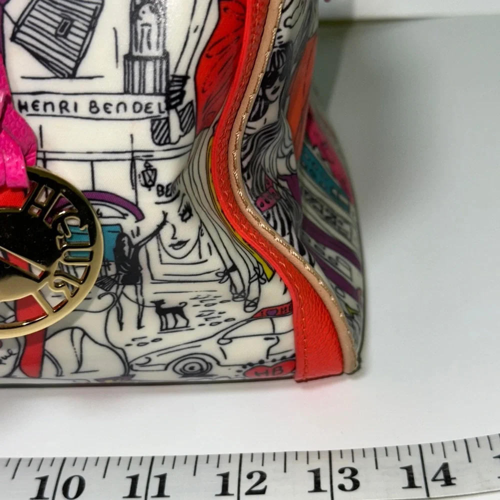 Henri Bendel Pink and Orange Satchel with Graphic Design - Picture 12 of 16